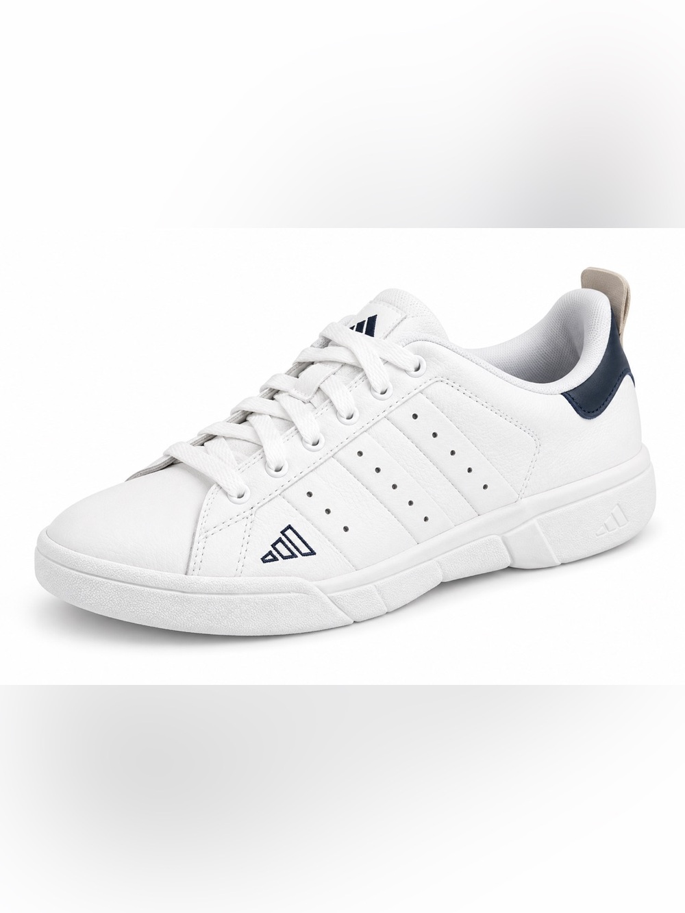 adidas Men’s White Low-Top Sneaker with Navy Logo